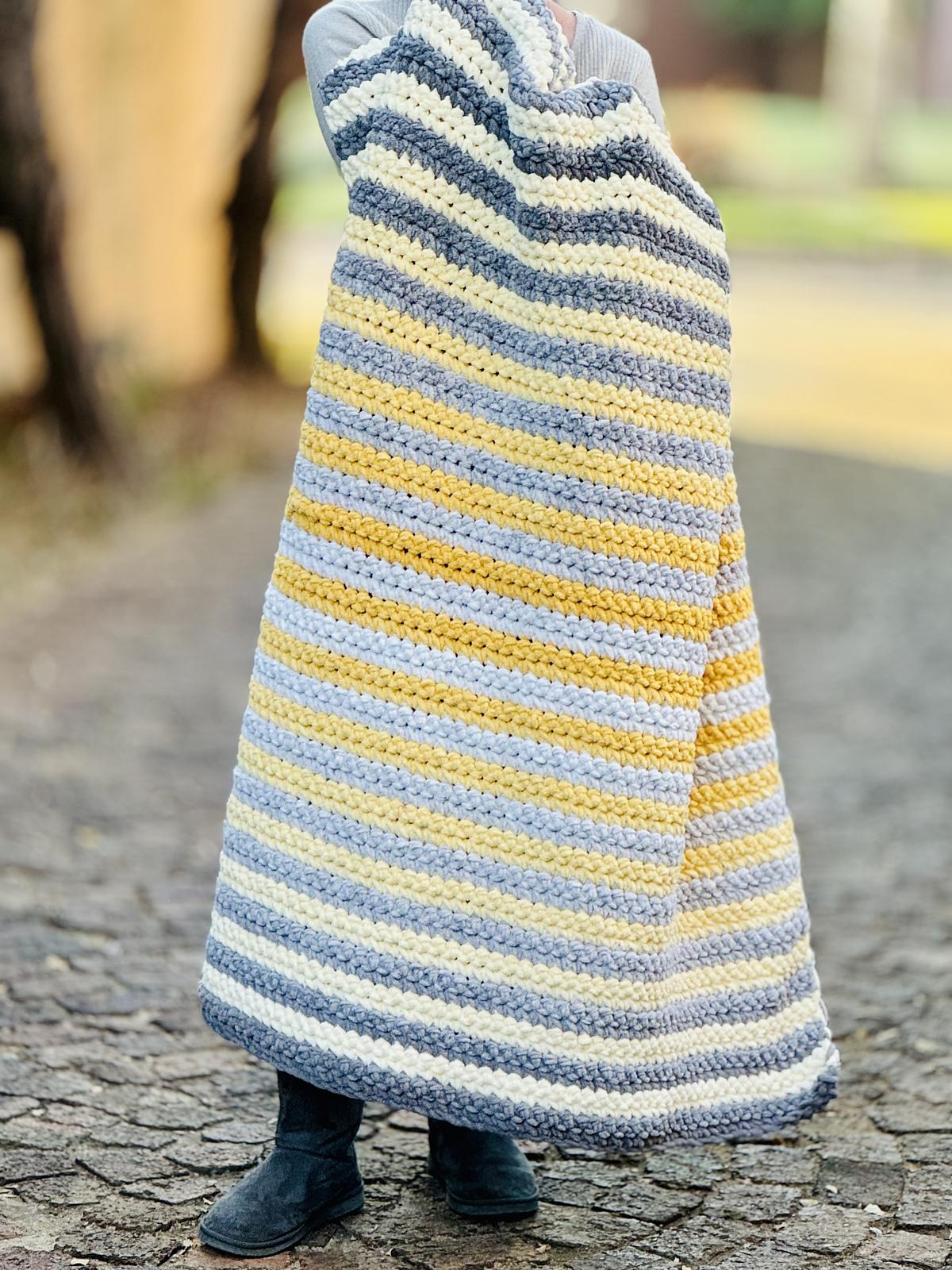 Perfect Phasing Striped Crochet Blanket