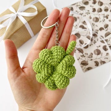 Clover crochet keychain amigurumi pattern Crochet keyring bag charm pattern Crochet car mirror hanging