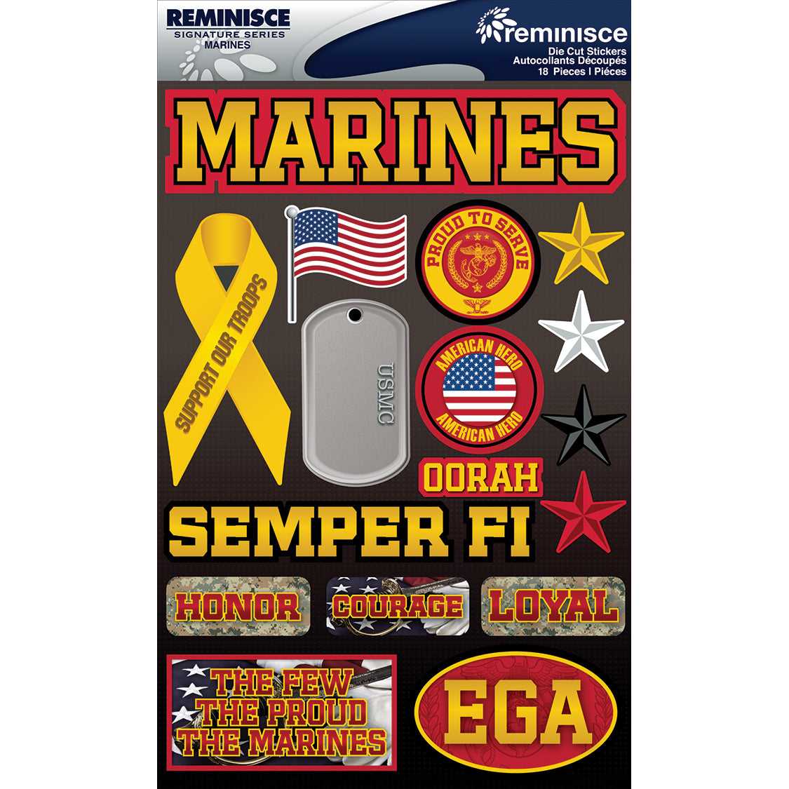 Reminisce Signature Series Dimensional Stickers 4.5"X6" - Marines