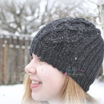 "Knit-Look" Cabled Hearts Beanie