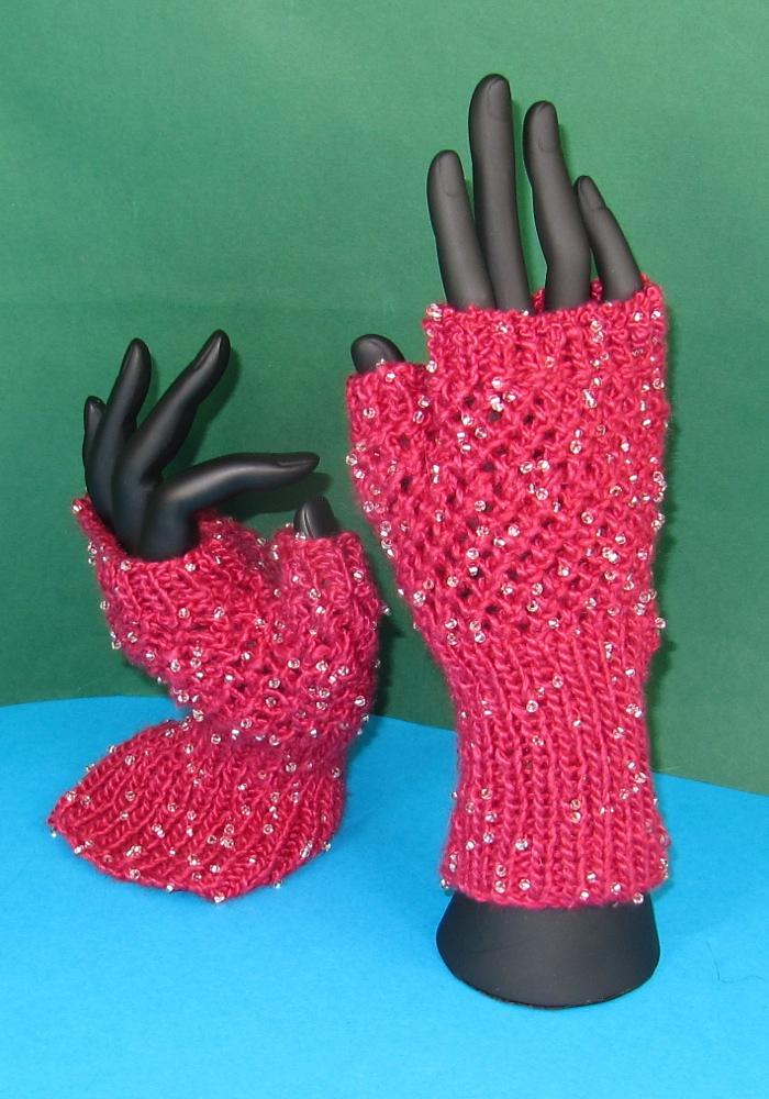 Beaded Easy Lace Fingerless Gloves