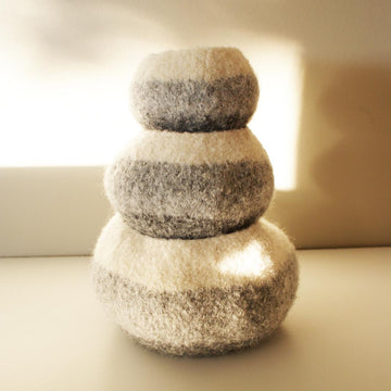 Knit Wool Felt Graduated Ombre Pods / Bowls (in 4", 6", and 8" diameter)
