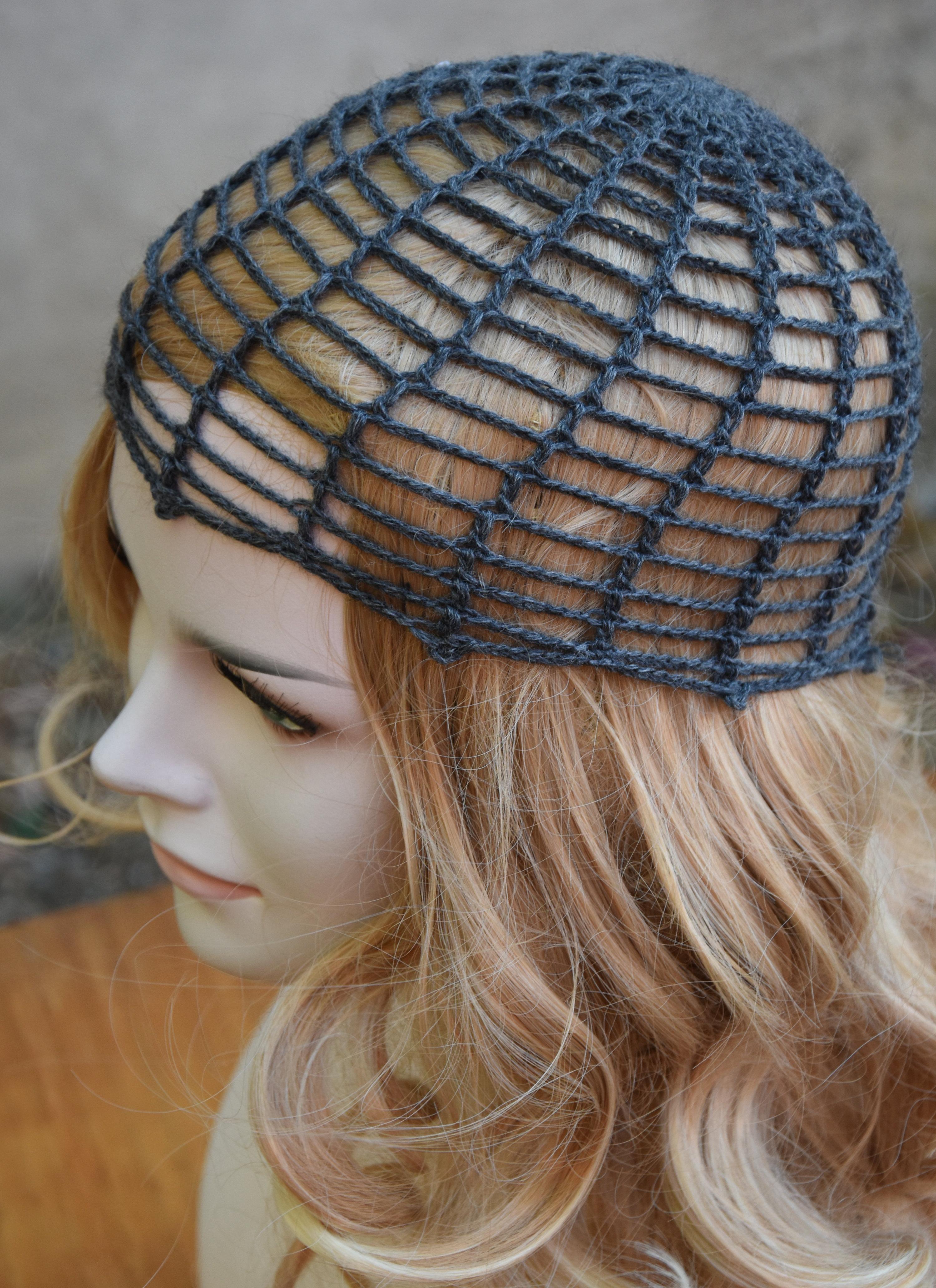 Gossamer crochet spiderweb hat