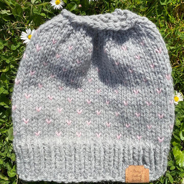 Messy Bun Beanie fair isle