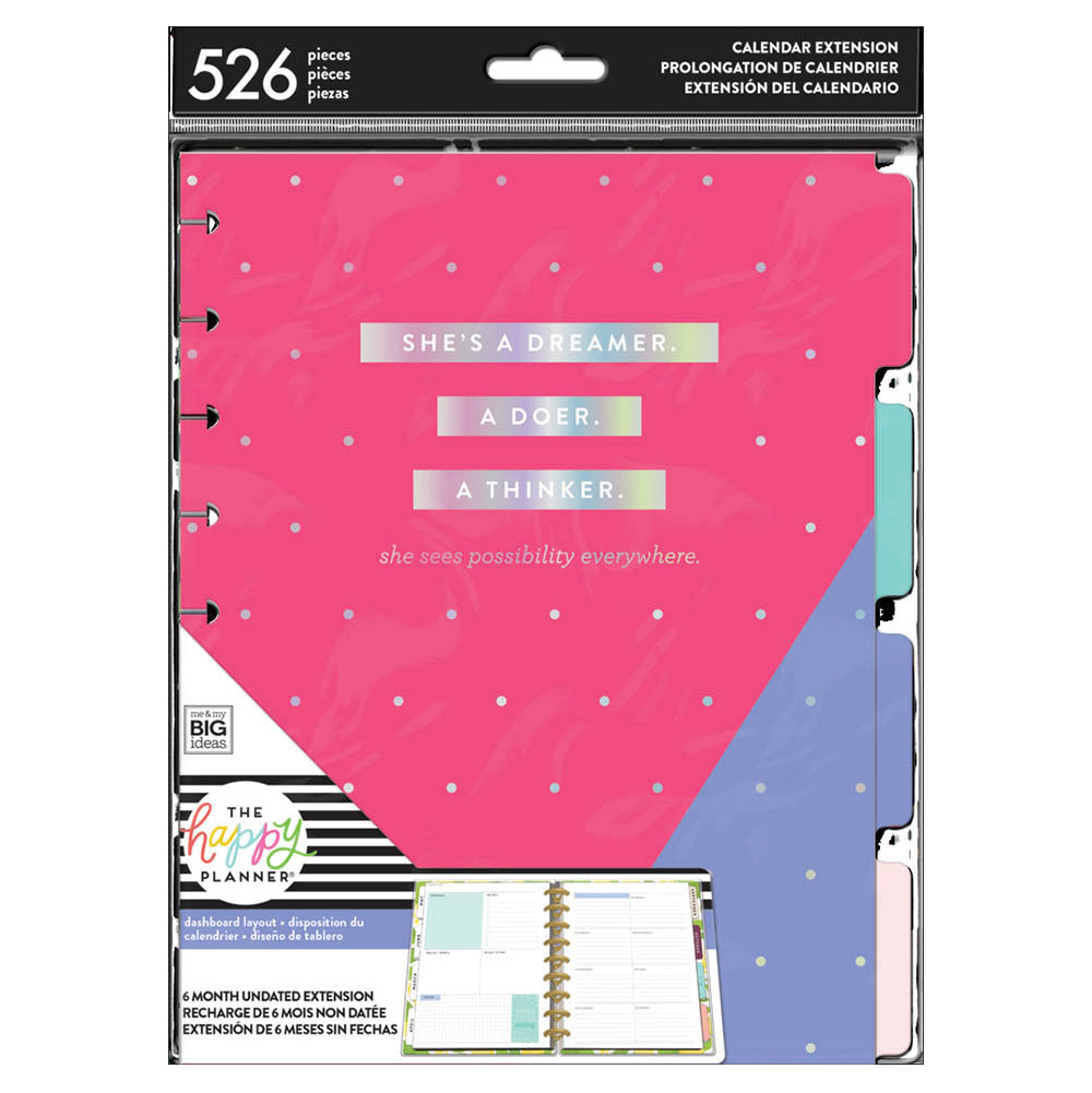 The Happy Planner 6mo Weekly Dash Pink Extension Pack