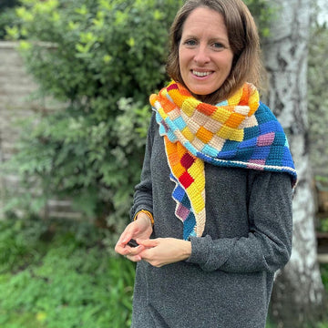 Tunisian Entrelac Temperature Shawl