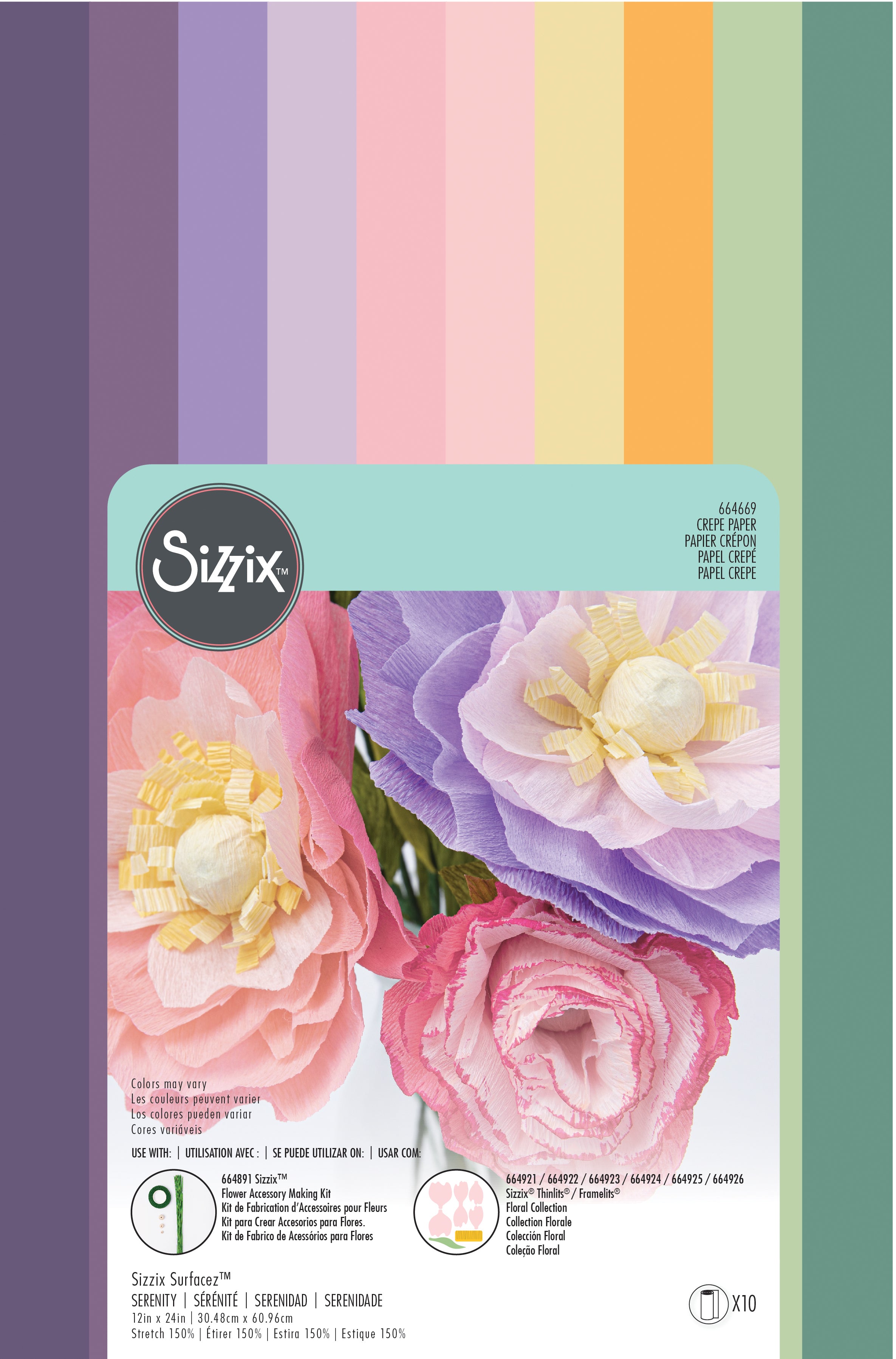 Sizzix Surfacez Crepe Paper 12" x 24" - 10 Sheets - Serenity