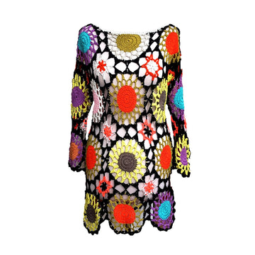 Crochet rainbow festival cover up.