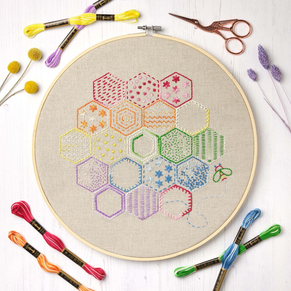 Anchor Essentials: Honeycomb Stitch Sampler Embroidery Kit