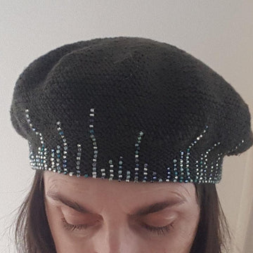 Icicles beaded beret and mitts