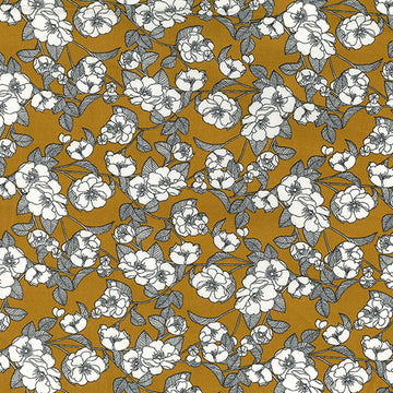 Rose & Hubble Cotton Poplin Printed - Floral Ochre