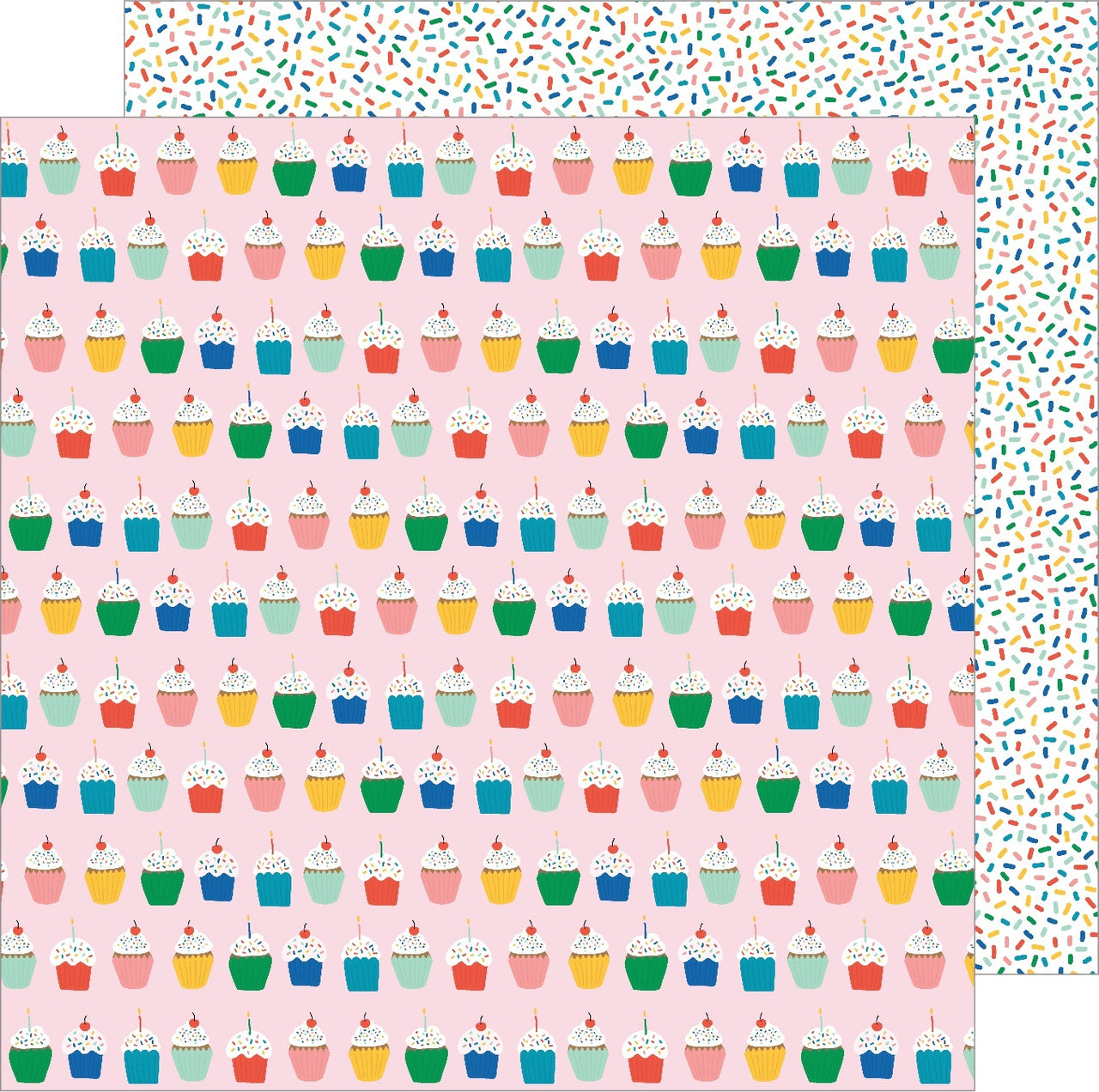 American Crafts Happy Cake Day Double-Sided Cardstock 12"X12" 25/Pkg - Hey Cupcake