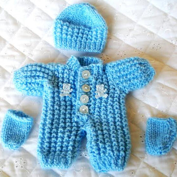 Dolls knitting pattern for 5-8 inch Berenguer, Romper suit, Hat & Boots