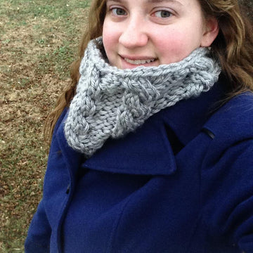 Dallas Grey Chunky Cabled Infinity Cowl