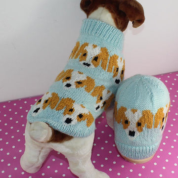 Jack Russell Emoji Dog Coat and Beanie Hat