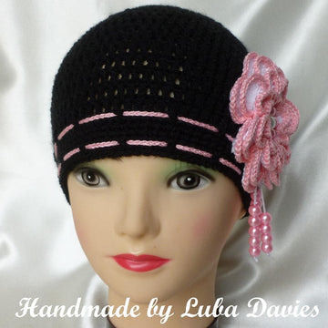 MISS ROSY crocheted hat for girls with big 4 layers flower