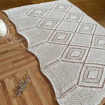 Shawl with Double Diamond Border