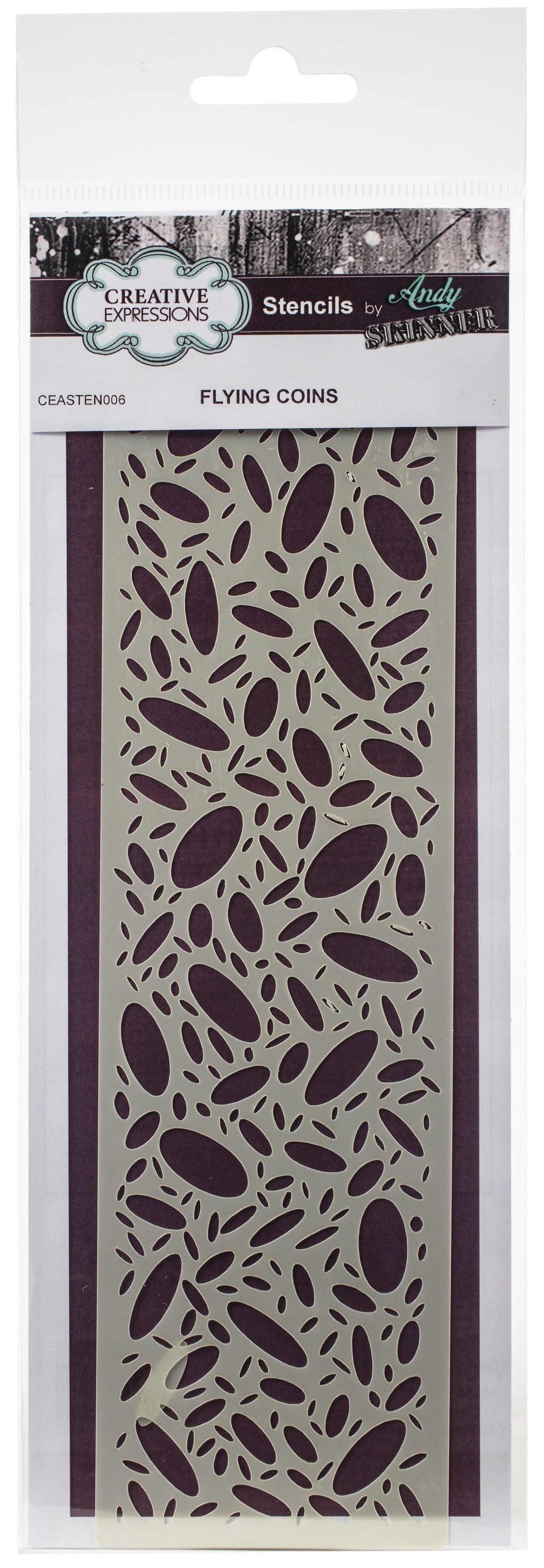 Creative Expressions 9"X2.5" Stencil By Andy Skinner - Flying Coins