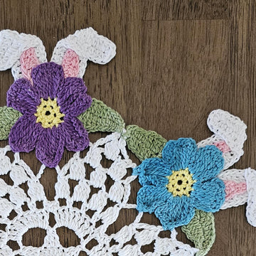 Spring Bunny and Flower Doiley