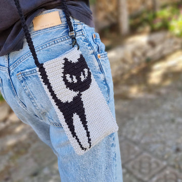 Mobile phone crossbody shoulder bag crochet pattern T25