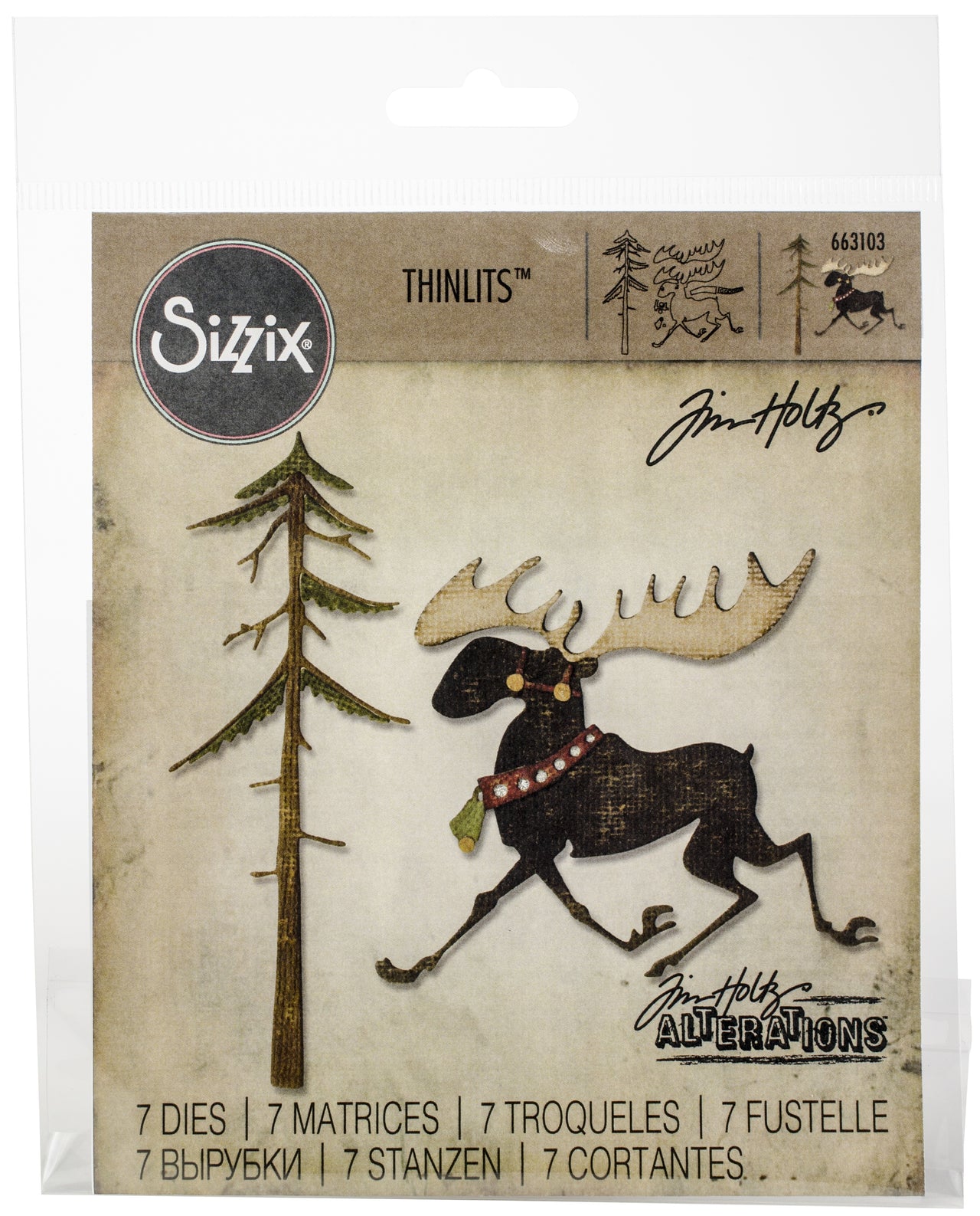 Sizzix Thinlits Dies By Tim Holtz 12/Pkg - Merry Moose
