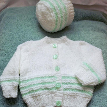 Baby cardigan with matching Beanie hat