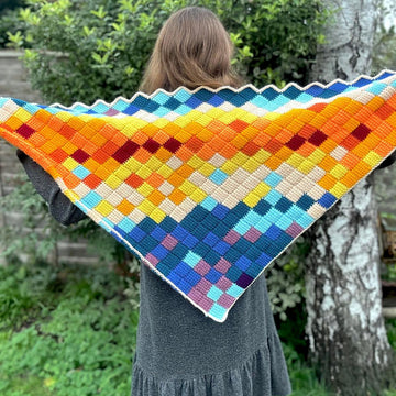 Tunisian Entrelac Temperature Shawl