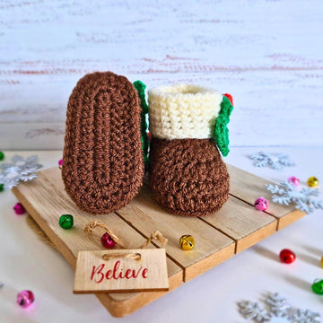 Christmas Pudding Baby Booties