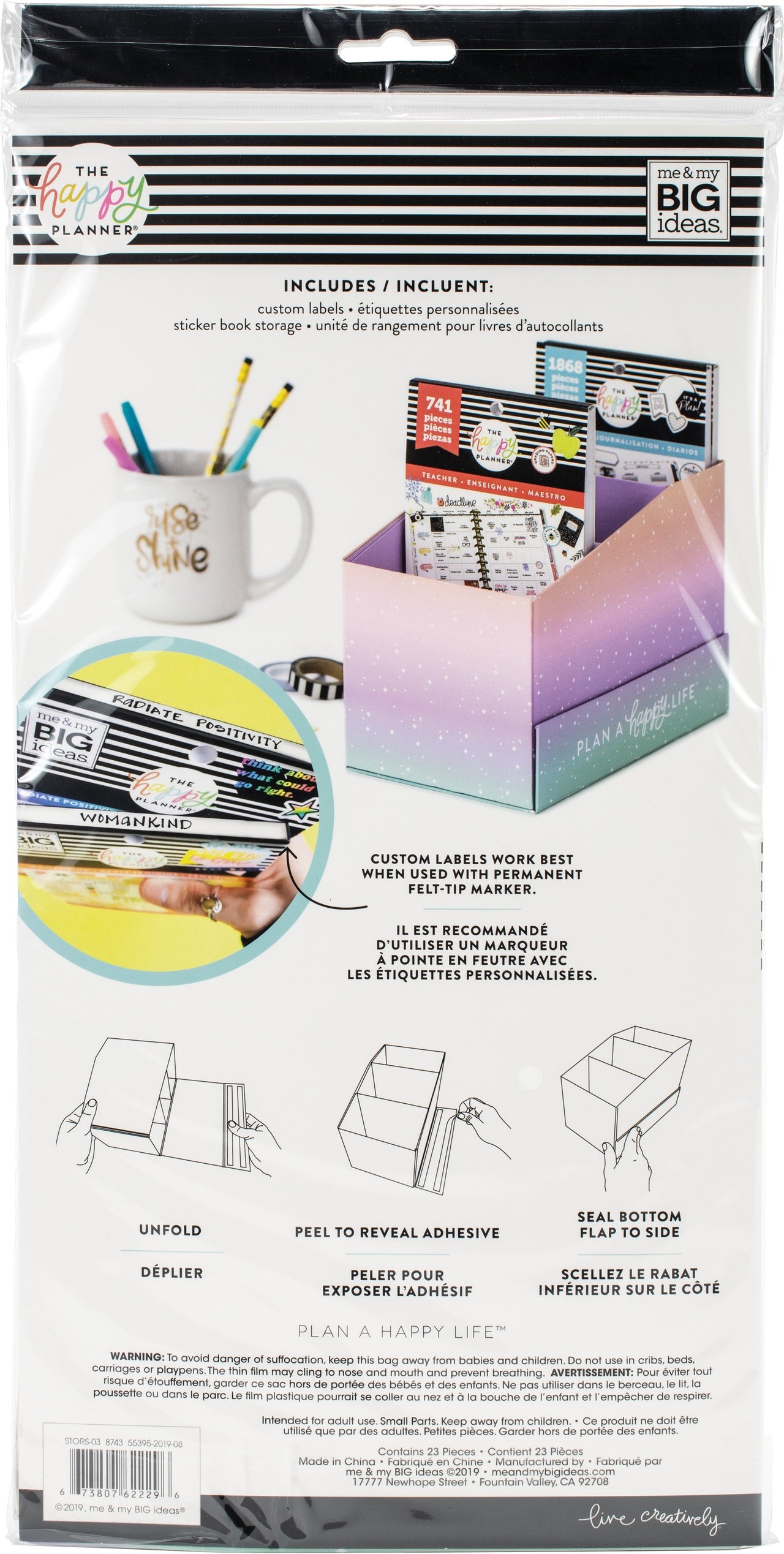 Happy Planner Sticker Book Storage Box W/Stickers 23/Pkg - Pastel Rainbow & 22 Sti