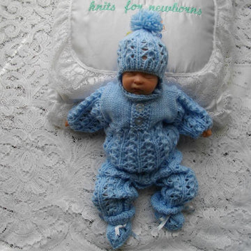 42. Micro Preemie Boys Romper Suit Set