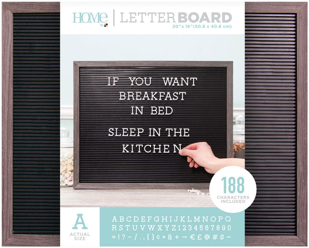 American Crafts DCWV Framed Letterboard 20"X16" - Gray Stained W/Black Insert