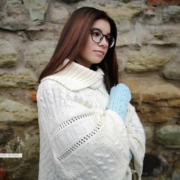 Cables knit-look long mitts