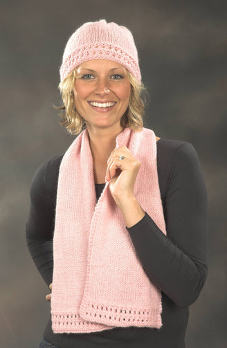 Breast Cancer Awareness Scarf & Hat in Plymouth Baby Alpaca Worsted - F292