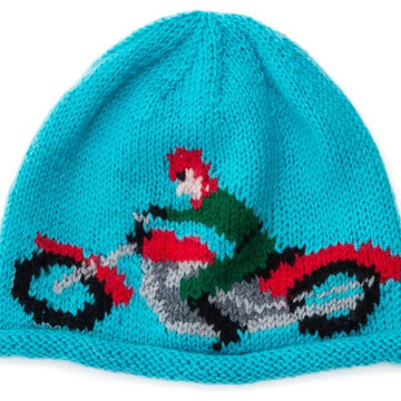 Cute Hats to Knit 5 - bicycle, raspberry beret, motorbike, Artic fox