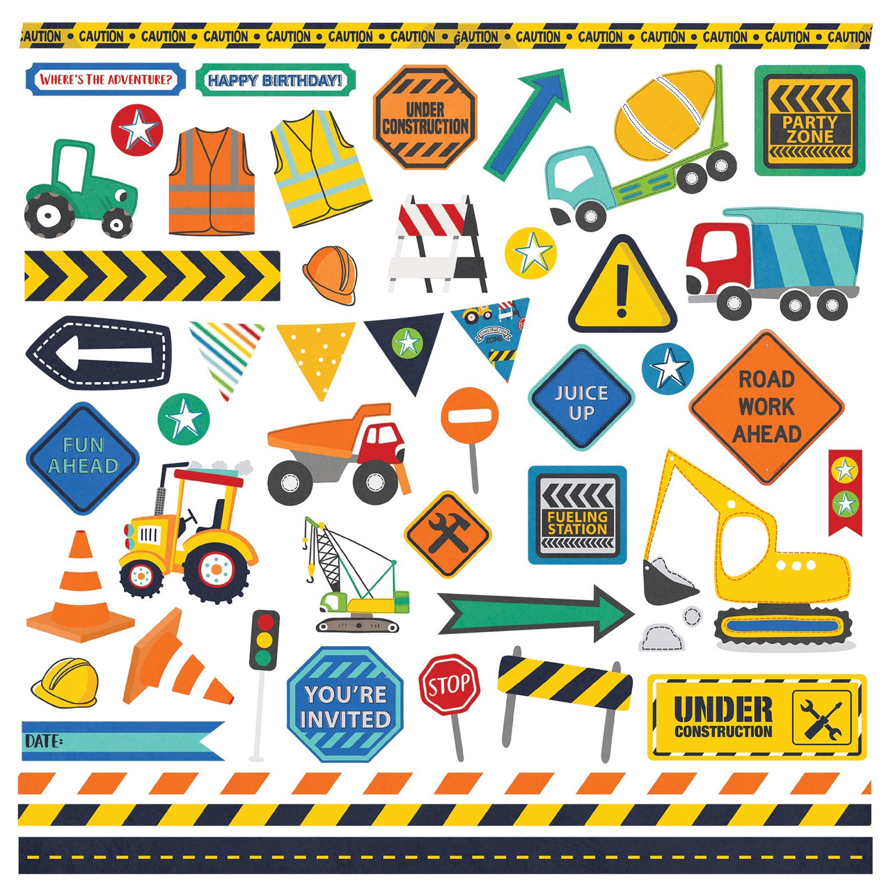 Photoplay Paper Little Builder Stickers 12"X12" - Elements