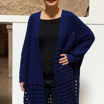 Crochet Cardigan Pattern: Blue Ripples Sweater