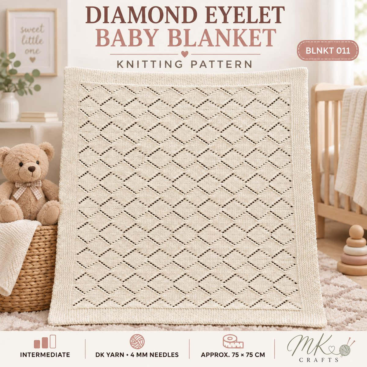 Eyelet diamond baby blanket