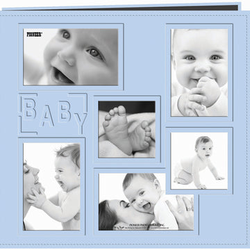 Pioneer Embossed Collage Frame Post Bound Album 12"X12" - Baby - Blue