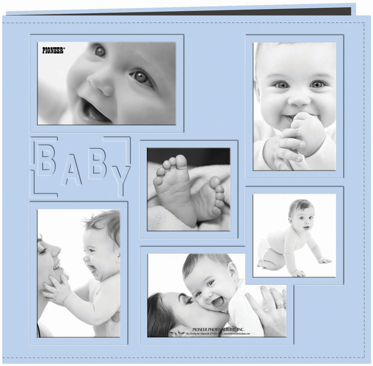 Pioneer Embossed Collage Frame Post Bound Album 12"X12" - Baby - Blue