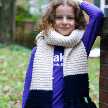 Tasseled Garter Stitch Color Block Scarf