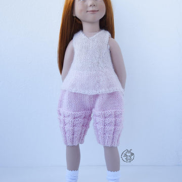 Pink dream outfit knitting flat for 18 in doll