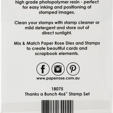 Paper Rose Clear Stamps 4"X6" - Thanks A Bunch