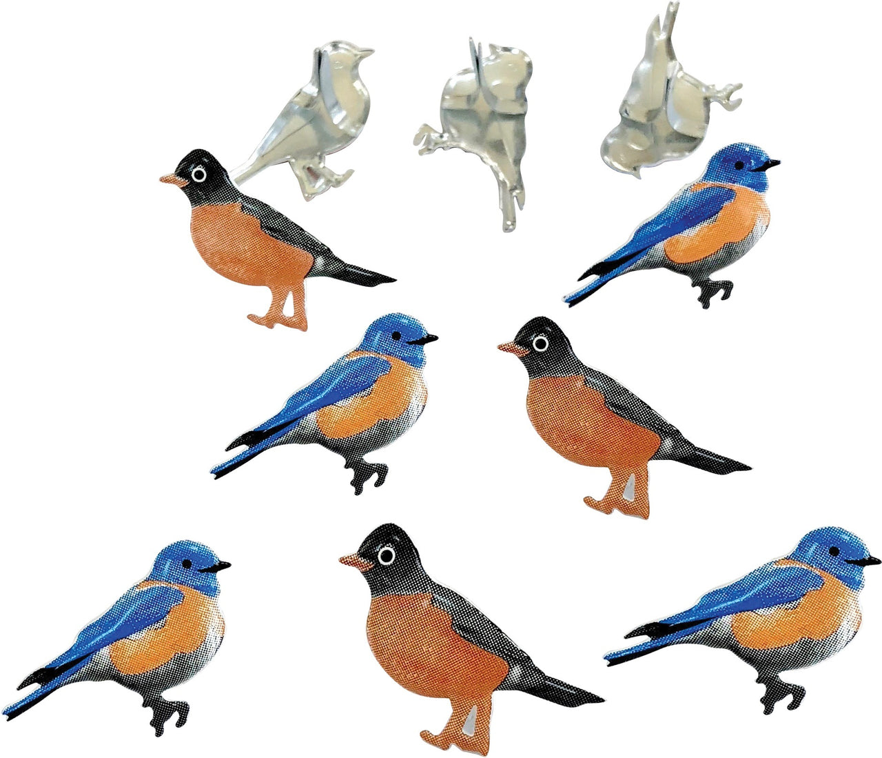 Eyelet Outlet Shape Brads 12/Pkg - Blue Bird & Robin