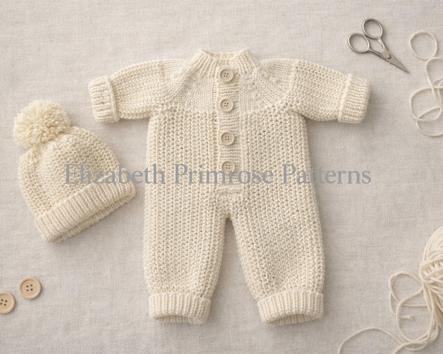 Cloudberry Dolls Bodysuit & Hat Knitting Pattern P157 | Elizabeth Primrose Patterns