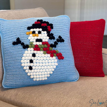 Snowman Bobble Stitch Pillow