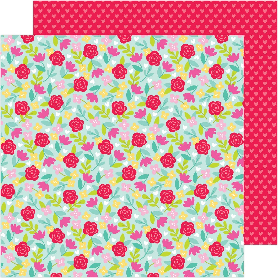 Doodlebug Love Notes Double-Sided Cardstock 12"X12" 25/Pkg - Rose Garden