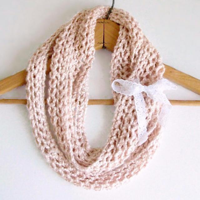 Beachy Boho Luxury a knitted Mobius twist infinity scarf