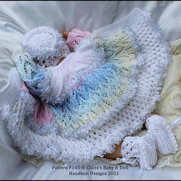 Lacy Lattice Matinee Set 16-22” doll (preemie-3m+ baby)