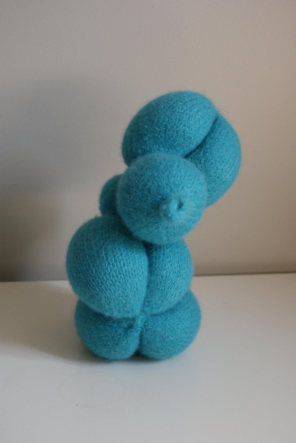 Knit Balloon-Bunny Wool Felt Toy (5" mini, 7" small, 11" large)