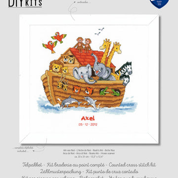 Vervaco Noah's Ark Birth Sampler Cross Stitch Kit - 33cm x 31cm